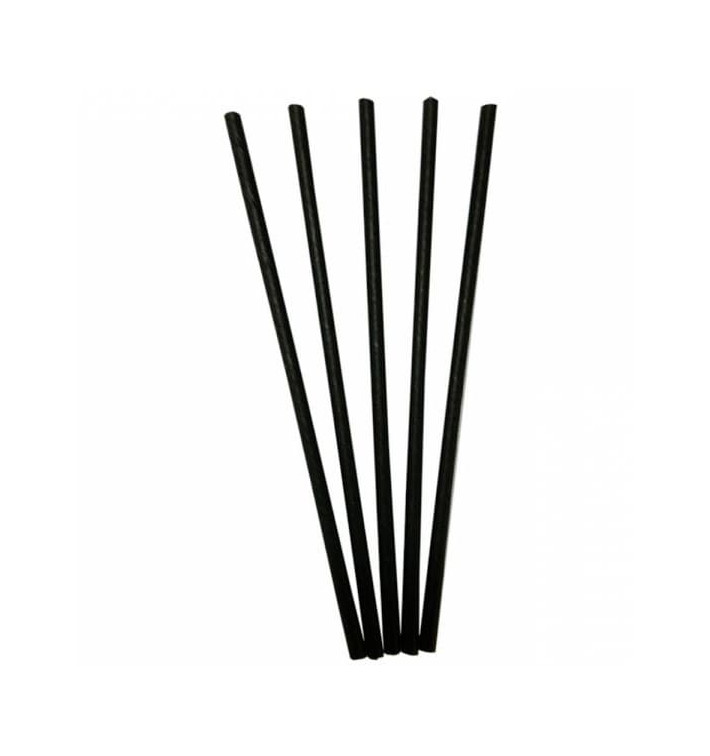 Papírová Rovná Brčka Černá Ø6mm 20cm (100 Ks) Papírová Rovná Brčka Černá Ø6mm 20cm (100 Ks)