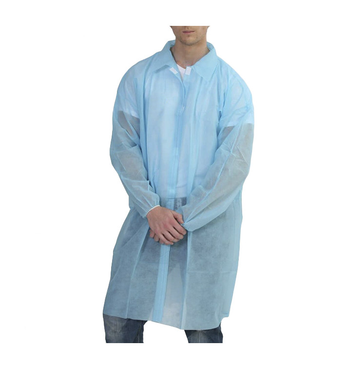 Šaty pro Pacienty z Netkané Textilie PP na Suchý Zip a bez Kapsy Modrý XL (200 Kousky) Šaty pro Pacienty z Netkané Textilie PP na Suchý Zip a bez Kapsy Modrý XL (200 Kousky)