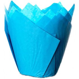 Cukrářské Papírové Košíčky " Muffin " Tulipán Ø50x42/72 mm Modrý (135 Kousky)