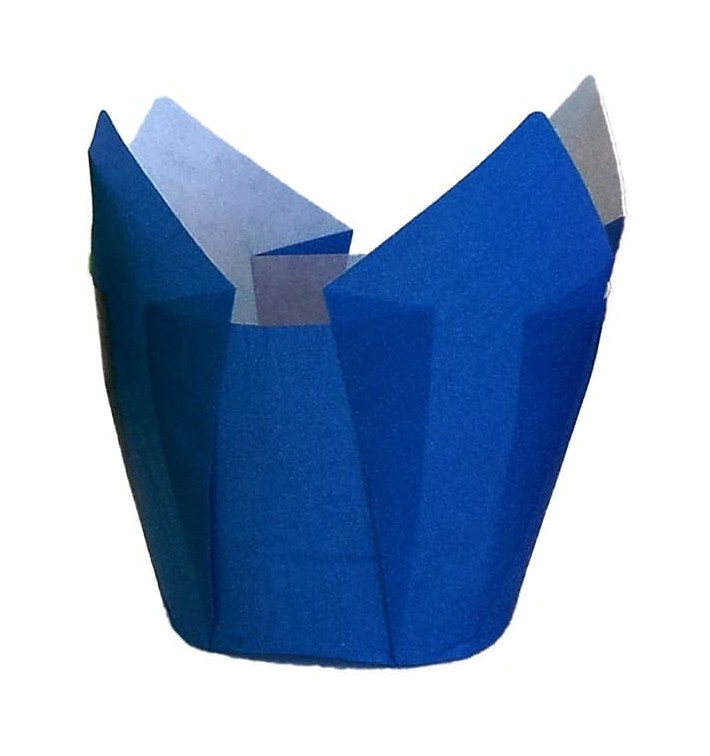 Cukrářské Papírové Košíčky " Muffin " Tulipán Ø50x42/72 mm Modrý (135 Kousky)