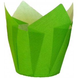 Cukrářské Papírové Košíčky " Muffin " Tulipán Ø50x50/80 mm Zelený (2000 Kousky)