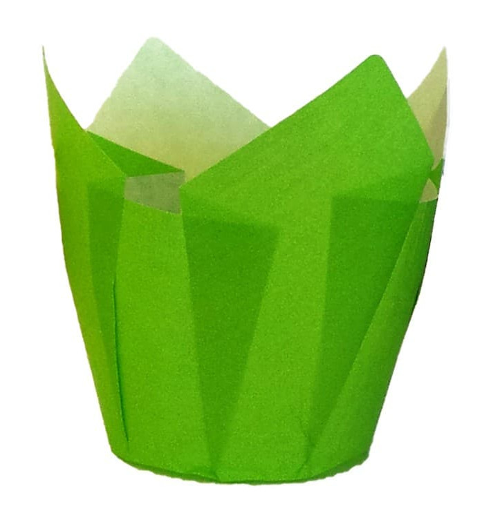 Cukrářské Papírové Košíčky " Muffin " Tulipán Ø50x50/80 mm Zelený (2000 Kousky) Cukrářské Papírové Košíčky " Muffin " Tulipán Ø50x50/80 mm Zelený (2000 Kousky)