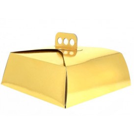 Krabička Karton Zlato na Dorty Čtvercový 32,5x32,5x10 cm (50 Kousky)