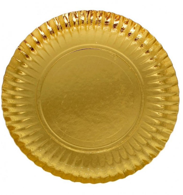 Kartonové Talíře Kulatý Zlatý 210 mm (100 Kousky)