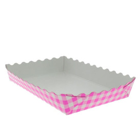 Papírové Podnos Zavřeno Vafle 18,2x12,2x3cm Růžová (500 Kousky)