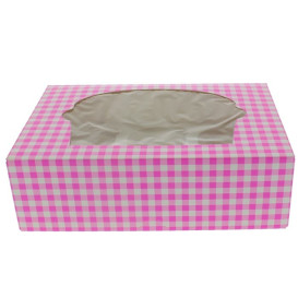 Krabička 6 Cukrářské se Stojanem 24,3x16,5x7,5cm Růžová (100 Kousky)
