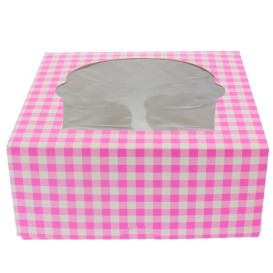 Krabička 4 Cukrářské se Stojanem 17,3x16,5x7,5cm Růžová (20 Kousky)