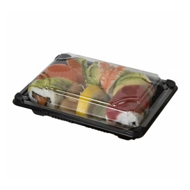 Obaly s Víčko Sushi PLA Černá 13,0x18,0 cm (600 Kousky)
