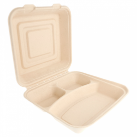 Menu Box z Cukrové Třtiny 3 Vrstvami 250x250x75mm (250 Kousky)