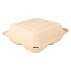 Menu Box z Cukrové Třtiny 3 Vrstvami Přírodní 20x20x7,5cm (200 Kousky)