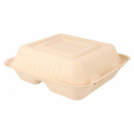 Menu Box z Cukrové Třtiny 3 Vrstvami Přírodní 20x20x7,5cm (50 Kousky)