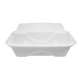Menu Box z Cukrové Třtiny 3 Vrstvami Bílý 20x20x7,5cm (50 Kousky)