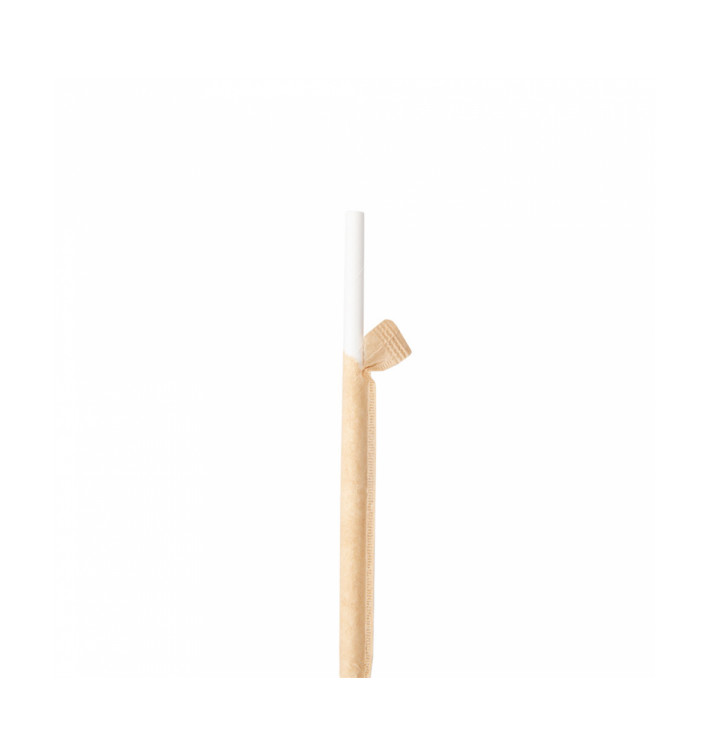 Papírová Rovná Brčka Bílý Balené Kraft Ø6mm 21cm (6000 Kousky) Papírová Rovná Brčka Bílý Balené Kraft Ø6mm 21cm (6000 Kousky)