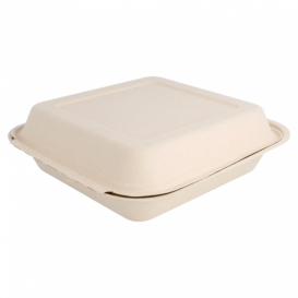 Menu Box z Cukrové Třtiny Přírodní 20x20x7,5cm (50 Kousky)