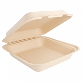 Menu Box z Cukrové Třtiny Přírodní 20x20x7,5cm (50 Kousky)