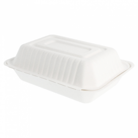 Menu Box z Cukrové Třtiny Bílý 225x165x64mm (50 Kousky)