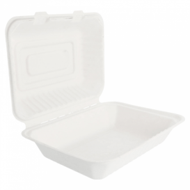 Menu Box z Cukrové Třtiny Bílý 225x165x64mm (50 Kousky)