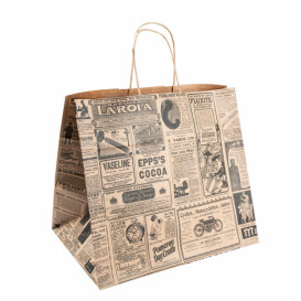 Papírové Tašky Kraft s Ouškems " Noviny " 80g 26+14x32 cm (250 Kousky)