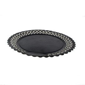 Kartonové Talíře Kulatý Krajka Černá 20 cm (100 Kousky)