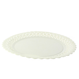 Kartonové Talíře Kulatý Krajka Bílý 35 cm (100 Kousky)