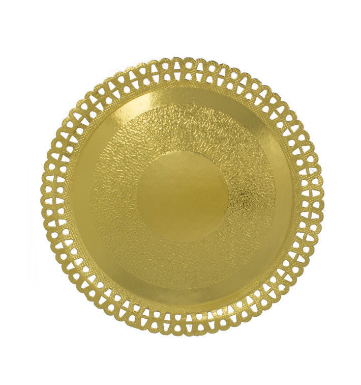 Kartonové Talíře Kulatý Krajka Zlatý 330 mm (50 Kousky) Kartonové Talíře Kulatý Krajka Zlatý 330 mm (50 Kousky)
