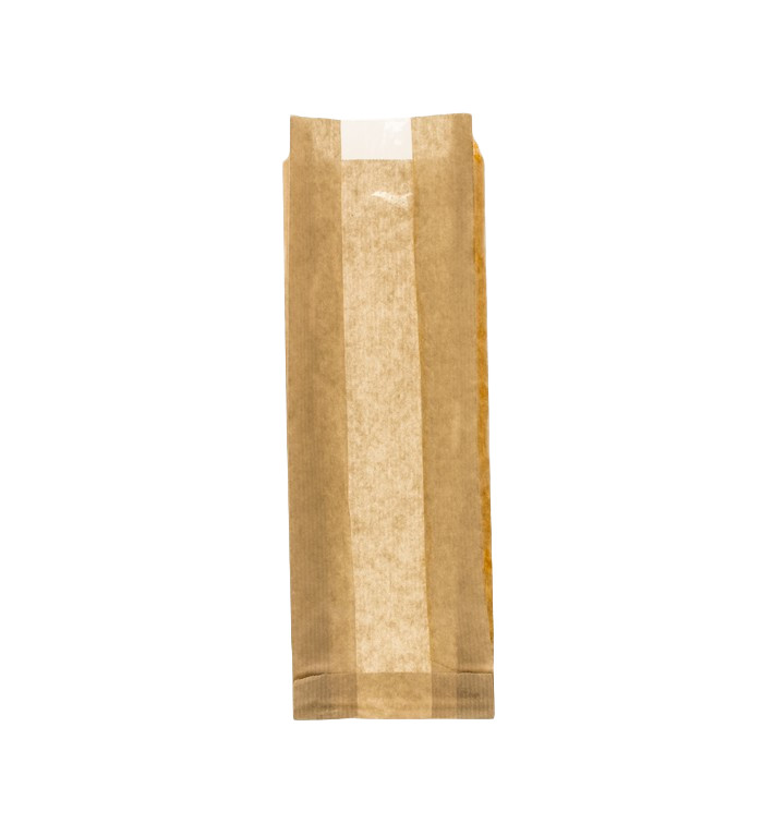 Papírové Sáčky Kraft s Okénkem 10+4x29cm (1000 Kousky) Papírové Sáčky Kraft s Okénkem 10+4x29cm (1000 Kousky)
