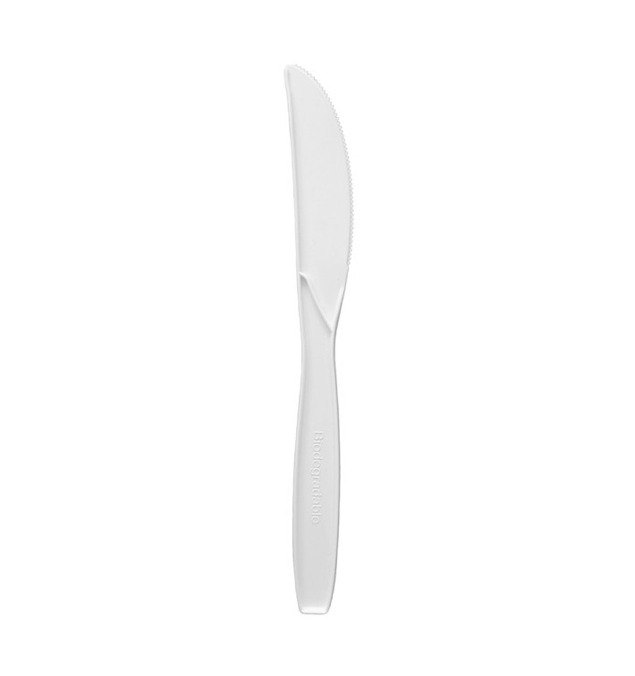 Nůž Kukuřičný Škrob CPLA Bílý 18cm (1500 Kousky) Nůž Kukuřičný Škrob CPLA Bílý 18cm (1500 Kousky)