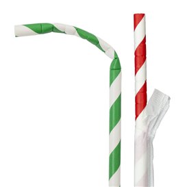 Flexibilní Brčka Papírové Odrůda Balené Ø6mm 23cm (250 Kousky)