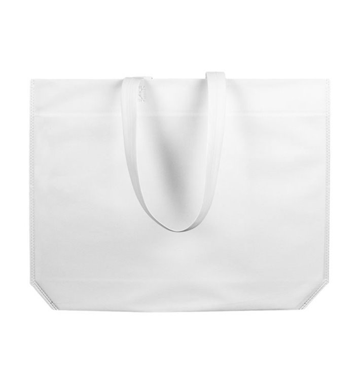 Plátěná Taška TNT s Dlouhou Rukojetí Bílá 48+10x35cm (25 Kousky) Plátěná Taška TNT s Dlouhou Rukojetí Bílá 48+10x35cm (25 Kousky)