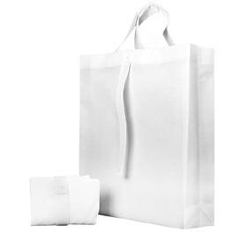Plátěná Taška TNT PREMIUM Skládací Bílá 40+15x40cm (150 Kousky)
