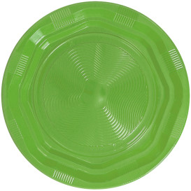 Talíř Hluboký Kulatý Osmiúhelníkový Plastové PS Zelené Vápno Ø220 mm (250 Kousky)