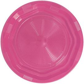 Talíř Hluboký Kulatý Osmiúhelníkový Plastové PS Růžová Ø220 mm (25 Kousky)