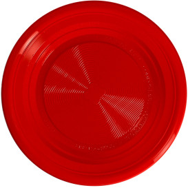 Talíř Kukuřičný Škrob Hladká Polévku Červené Ø220 mm (25 Kousky)