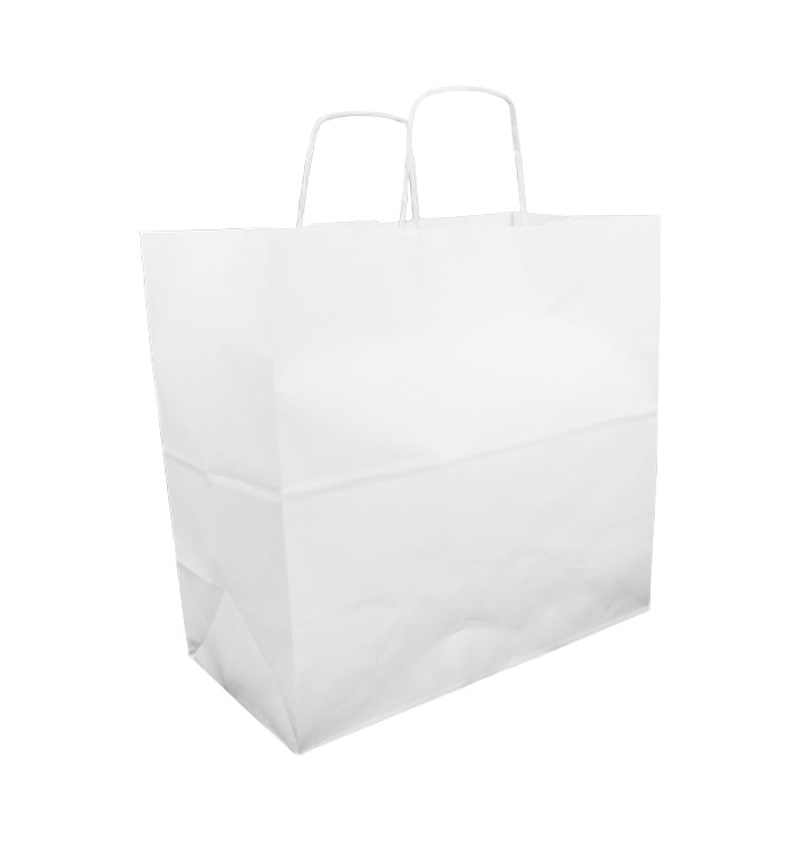 Papírové Tašky Kraft Bílá s Ouškems 100g 35+15x30cm (25 Kousky) Papírové Tašky Kraft Bílá s Ouškems 100g 35+15x30cm (25 Kousky)