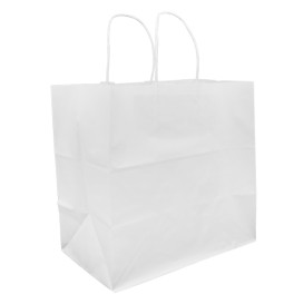 Papírové Tašky Kraft Bílá s Ouškems 80g 30+18x29cm (25 Kousky)