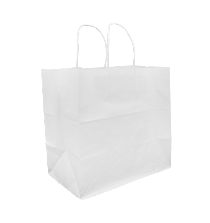 Papírové Tašky Kraft Bílá s Ouškems 80g 30+18x29cm (200 Kousky) Papírové Tašky Kraft Bílá s Ouškems 80g 30+18x29cm (200 Kousky)
