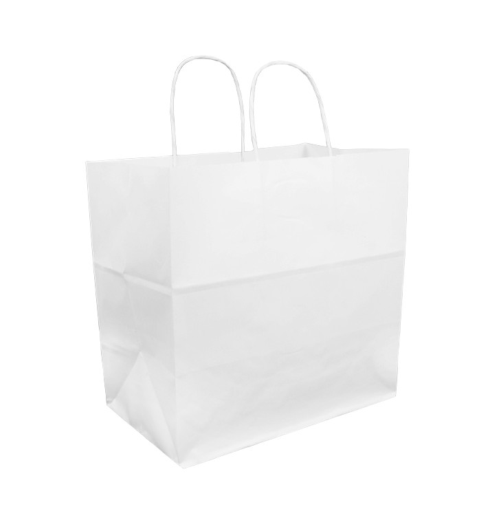 Papírové Tašky Kraft Bílá s Ouškems 100g 30+18x29cm (25 Kousky) Papírové Tašky Kraft Bílá s Ouškems 100g 30+18x29cm (25 Kousky)