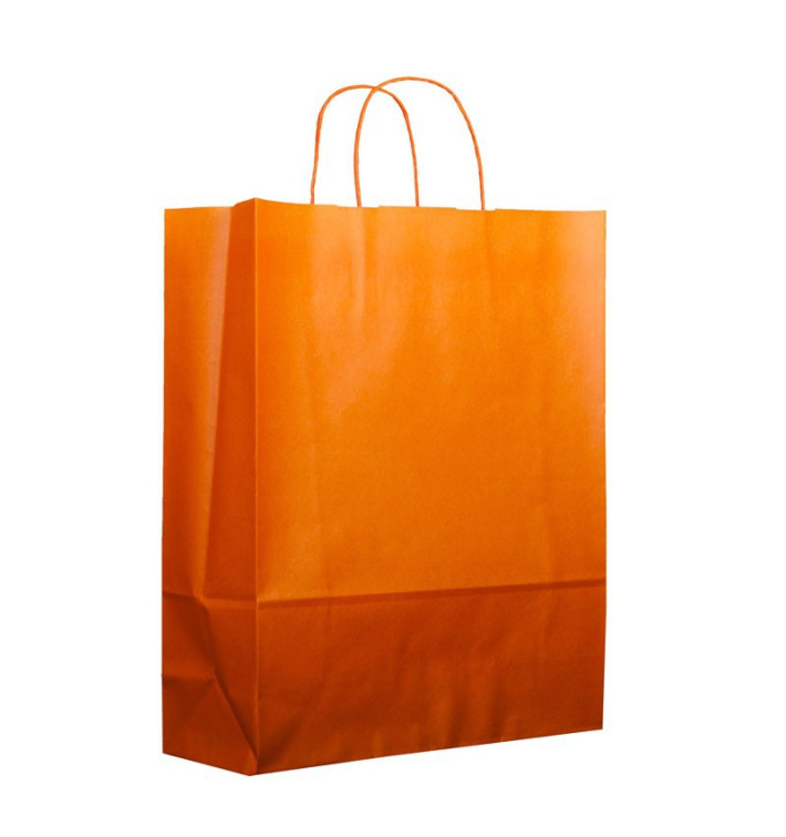 Papírové Tašky Oranžový s Ouškems 100g 25+11x31cm (200 Kousky) Papírové Tašky Oranžový s Ouškems 100g 25+11x31cm (200 Kousky)
