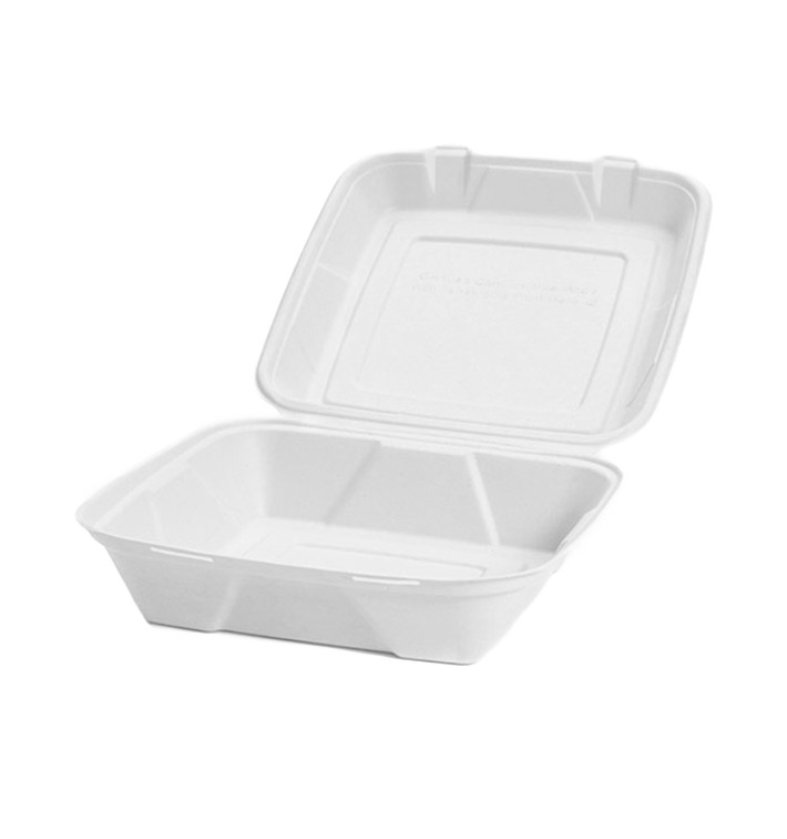 Menu Box z Cukrové Třtiny Bílý 24x23x7,7cm (50 Kousky) Menu Box z Cukrové Třtiny Bílý 24x23x7,7cm (50 Kousky)