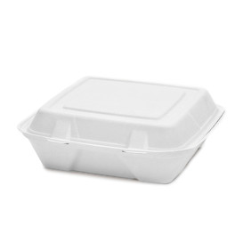 Menu Box z Cukrové Třtiny Bílý 24x23x7,7cm (50 Kousky)