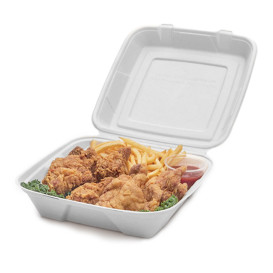 Menu Box z Cukrové Třtiny Bílý 24x23x7,7cm (200 Kousky)