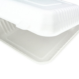 Obaly s Víčkem z Cukrové Třtiny + PLA Bílý 23x23x7,5cm (200 Kousky)