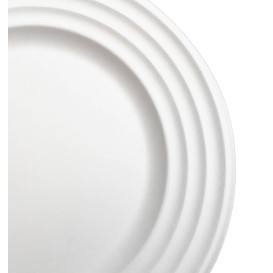 Talíř z Cukrové Třtiny Premium Wave Bílý Ø18cm (50 Kousky)