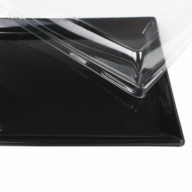 Podnos Plastový Černá s Víčko PET 16x22 Vrstvym (15 Kousky)