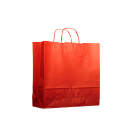 Papírové Tašky Kraft Červená s Ouškems 100g 22+9x23 cm (200 Kousky)