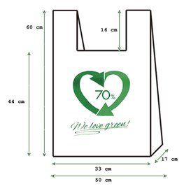 Plastové Tašky Košilky 70% Recyklované 50x60cm G200 (100 Kousky)