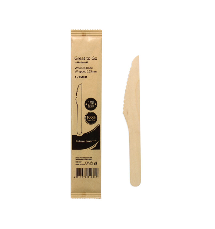 Nůž Dřevěný BIO Balené 16,5cm (500 Kousky) Nůž Dřevěný BIO Balené 16,5cm (500 Kousky)