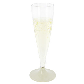 Plastové Sklenice Cava s Černou Béžový 140ml 2P (400 Kousky)