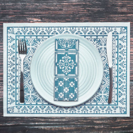 Papírové Individuální Ubrusový 30x40cm "Alhambra" Tyrkysový 50g/m² (1000 Ks)