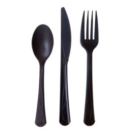 Kompostovatelný Vidlička CPLA Premium Černá 17,5 cm (25 Kousky)